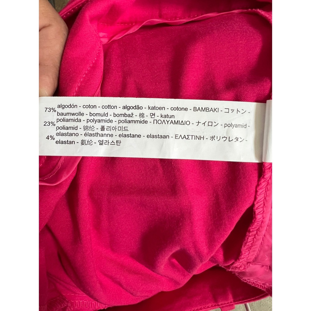 Zara Basic Womens Hot Pink High Waisted Belted Tapered Pants Size M Cotton Blend - Picture 7 of 13